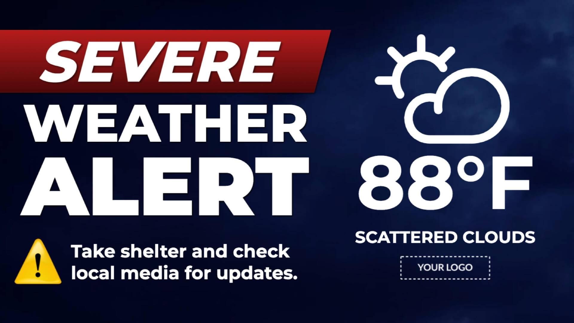 Announcement Severe Weather Alert Digital Signage Template